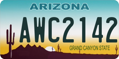 AZ license plate AWC2142