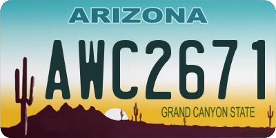 AZ license plate AWC2671