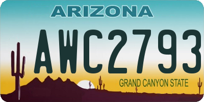AZ license plate AWC2793