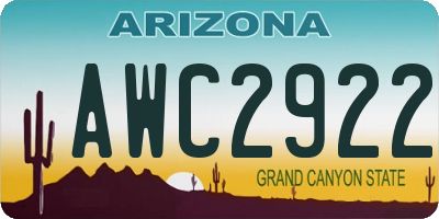 AZ license plate AWC2922