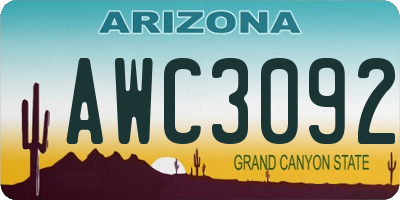 AZ license plate AWC3092