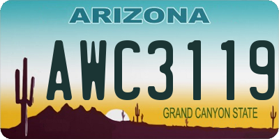 AZ license plate AWC3119