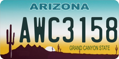 AZ license plate AWC3158