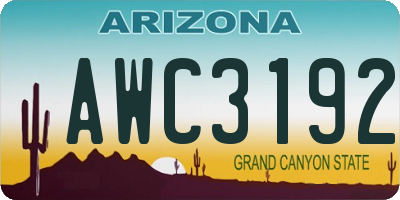 AZ license plate AWC3192
