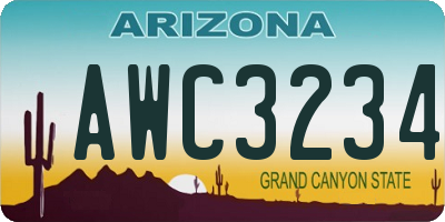 AZ license plate AWC3234