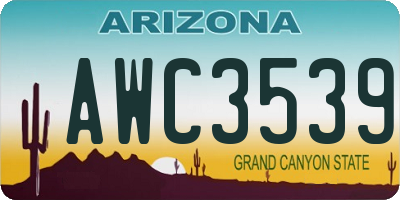 AZ license plate AWC3539