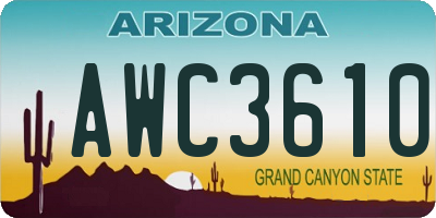 AZ license plate AWC3610