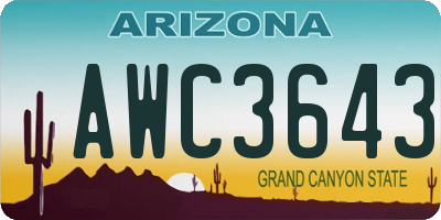 AZ license plate AWC3643