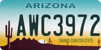 AZ license plate AWC3972