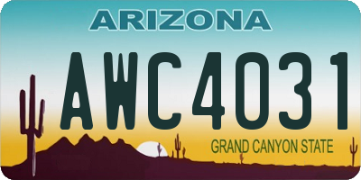 AZ license plate AWC4031