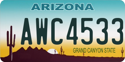 AZ license plate AWC4533