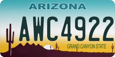 AZ license plate AWC4922