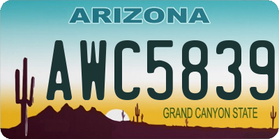 AZ license plate AWC5839