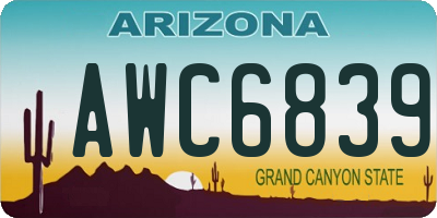 AZ license plate AWC6839