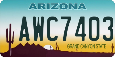 AZ license plate AWC7403