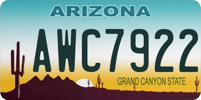 AZ license plate AWC7922