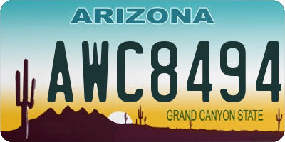 AZ license plate AWC8494