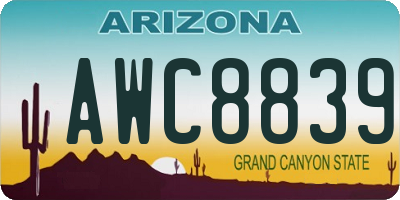 AZ license plate AWC8839