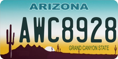 AZ license plate AWC8928