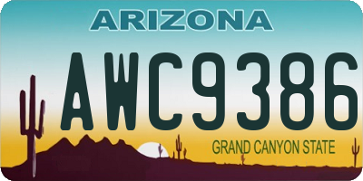 AZ license plate AWC9386