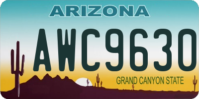 AZ license plate AWC9630