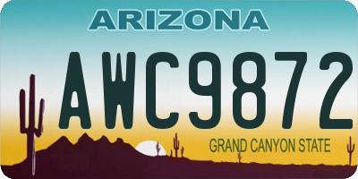 AZ license plate AWC9872