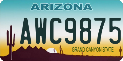 AZ license plate AWC9875