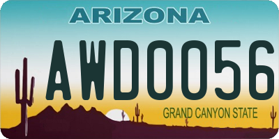 AZ license plate AWD0056