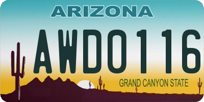 AZ license plate AWD0116