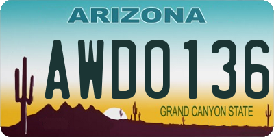 AZ license plate AWD0136