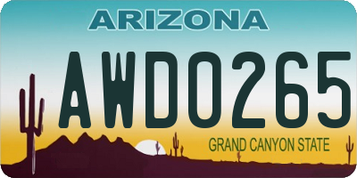 AZ license plate AWD0265