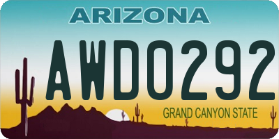 AZ license plate AWD0292