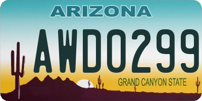 AZ license plate AWD0299