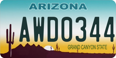 AZ license plate AWD0344