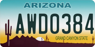 AZ license plate AWD0384
