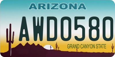 AZ license plate AWD0580