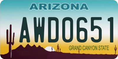 AZ license plate AWD0651