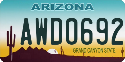 AZ license plate AWD0692