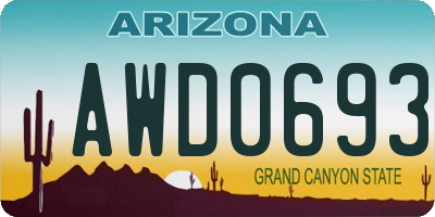 AZ license plate AWD0693