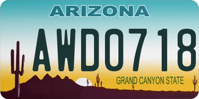 AZ license plate AWD0718