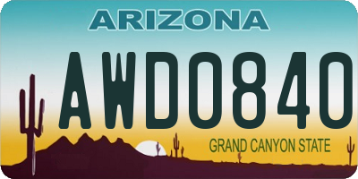 AZ license plate AWD0840