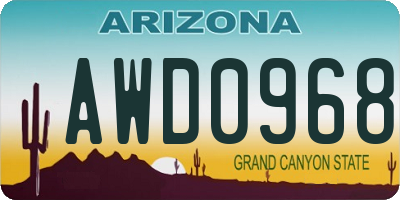 AZ license plate AWD0968