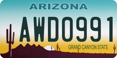 AZ license plate AWD0991
