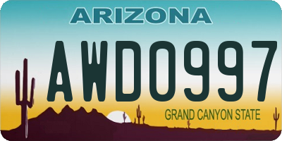 AZ license plate AWD0997
