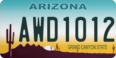AZ license plate AWD1012