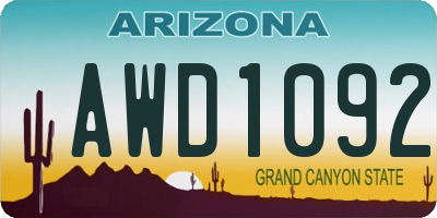 AZ license plate AWD1092