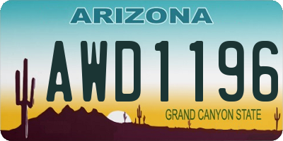 AZ license plate AWD1196