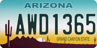 AZ license plate AWD1365