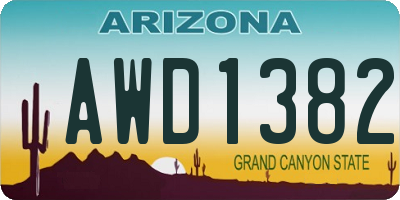 AZ license plate AWD1382