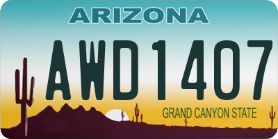 AZ license plate AWD1407